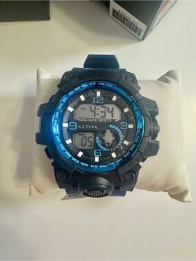 Ativa Blue Textured Sport Watch Strap with Silver Buckle
